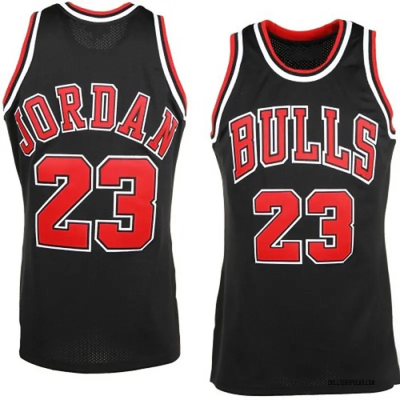 Chicago Bulls Authentic Black Michael Jordan Throwback Jersey Men's