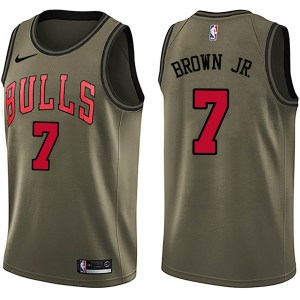 Chicago Bulls Swingman Green Troy Brown Jr. Salute to Service Jersey - Men's