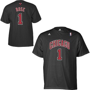 Chicago Bulls Game Black Derrick Rose Time T-Shirt - - Men's