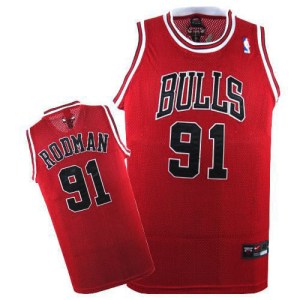 Chicago Bulls Authentic Red Dennis Rodman Jersey - Men's