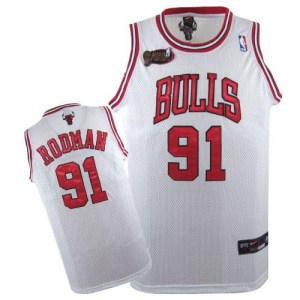 Chicago Bulls Authentic White Dennis Rodman Champions Patch Jersey - Men's