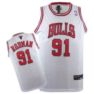 Chicago Bulls Authentic White Dennis Rodman Jersey - Men's