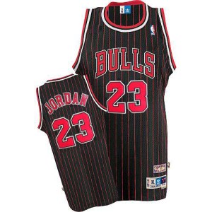 Chicago Bulls Swingman Black/Red Michael Jordan Strip Throwback Jersey - Men's