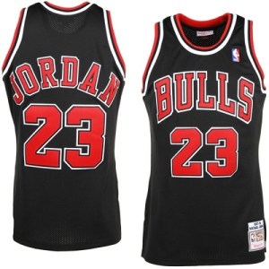 Chicago Bulls Authentic Black Michael Jordan Throwback Jersey - Men's