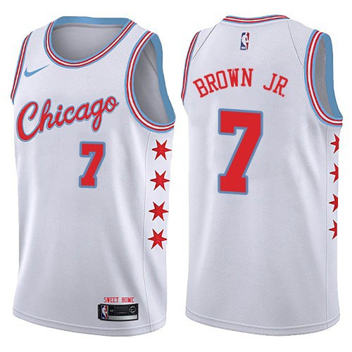 Chicago Bulls Swingman White Troy Brown Jr. Jersey - City Edition - Youth
