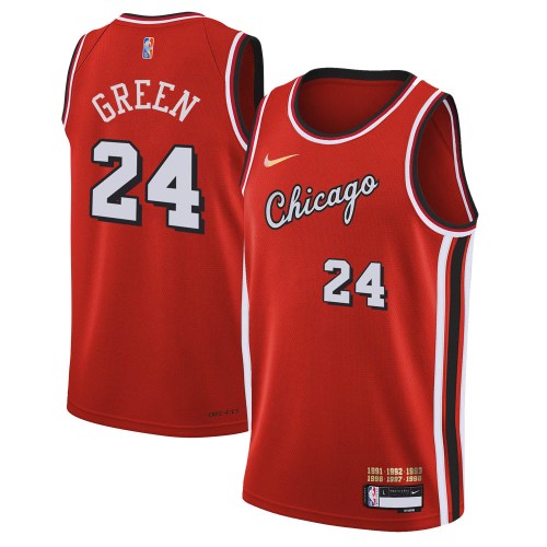 Chicago Bulls Swingman Green Javonte Green Red 2021/22 City Edition Jersey - Men's