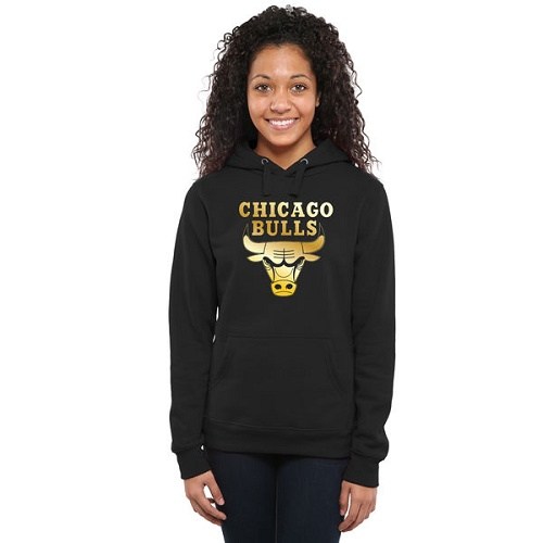 Chicago Bulls Gold Collection Ladies Pullover Hoodie - Black - Women's